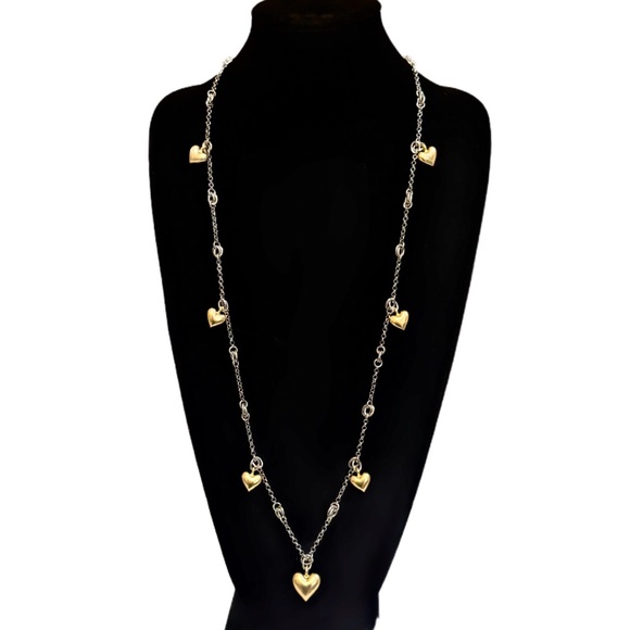 Chico's Jewelry - Chico's Two Tone Gold Heart Charm Station Necklace NWT